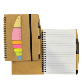 Brown diary with pen