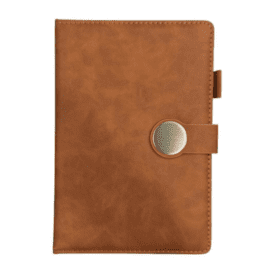 Brown round shaped buckle diary